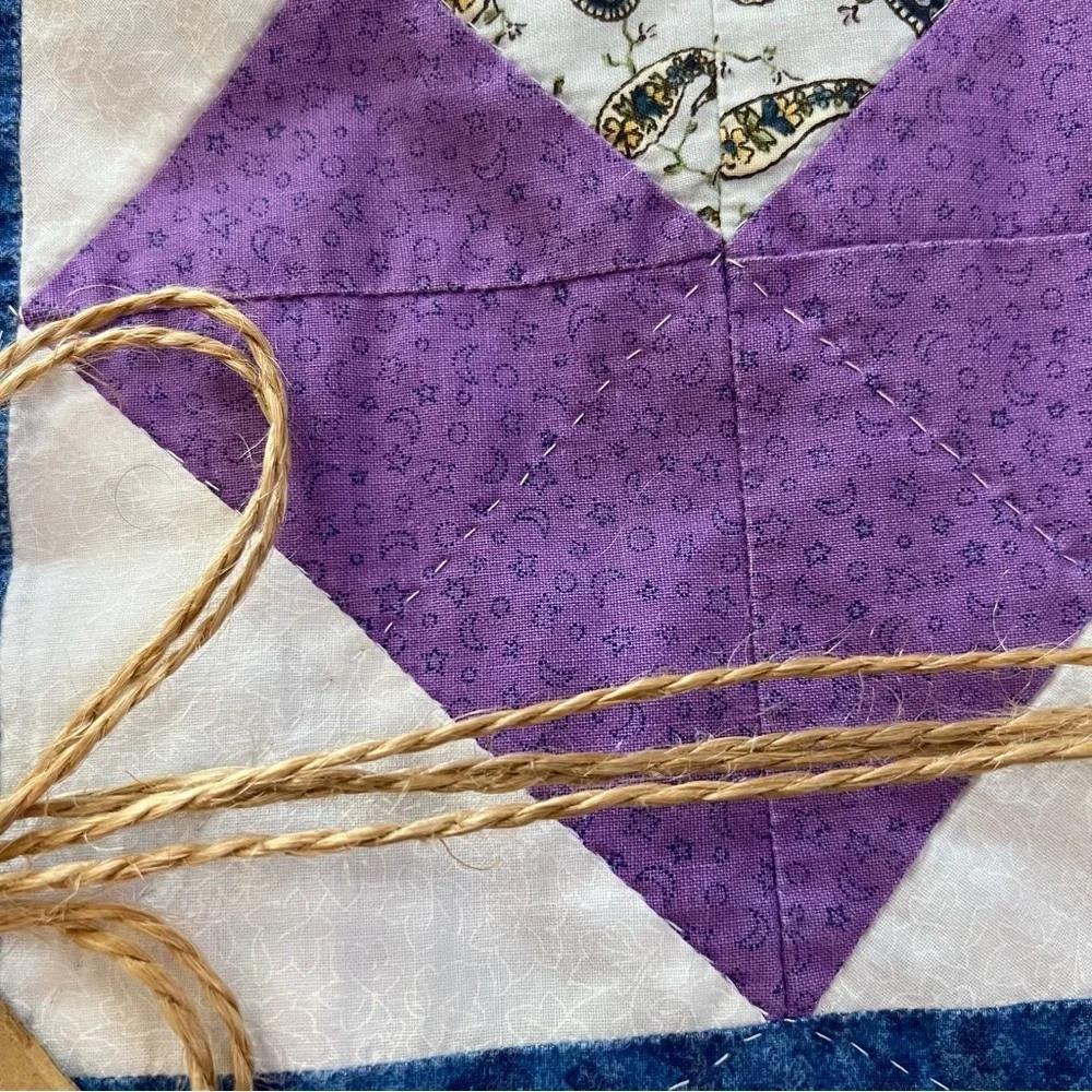 72”x88” Twin Size Handmade Patchwork Cotton Quilt. Simple Shabby Chic.